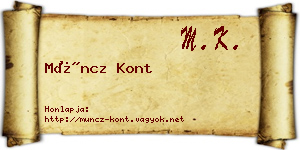 Müncz Kont névjegykártya